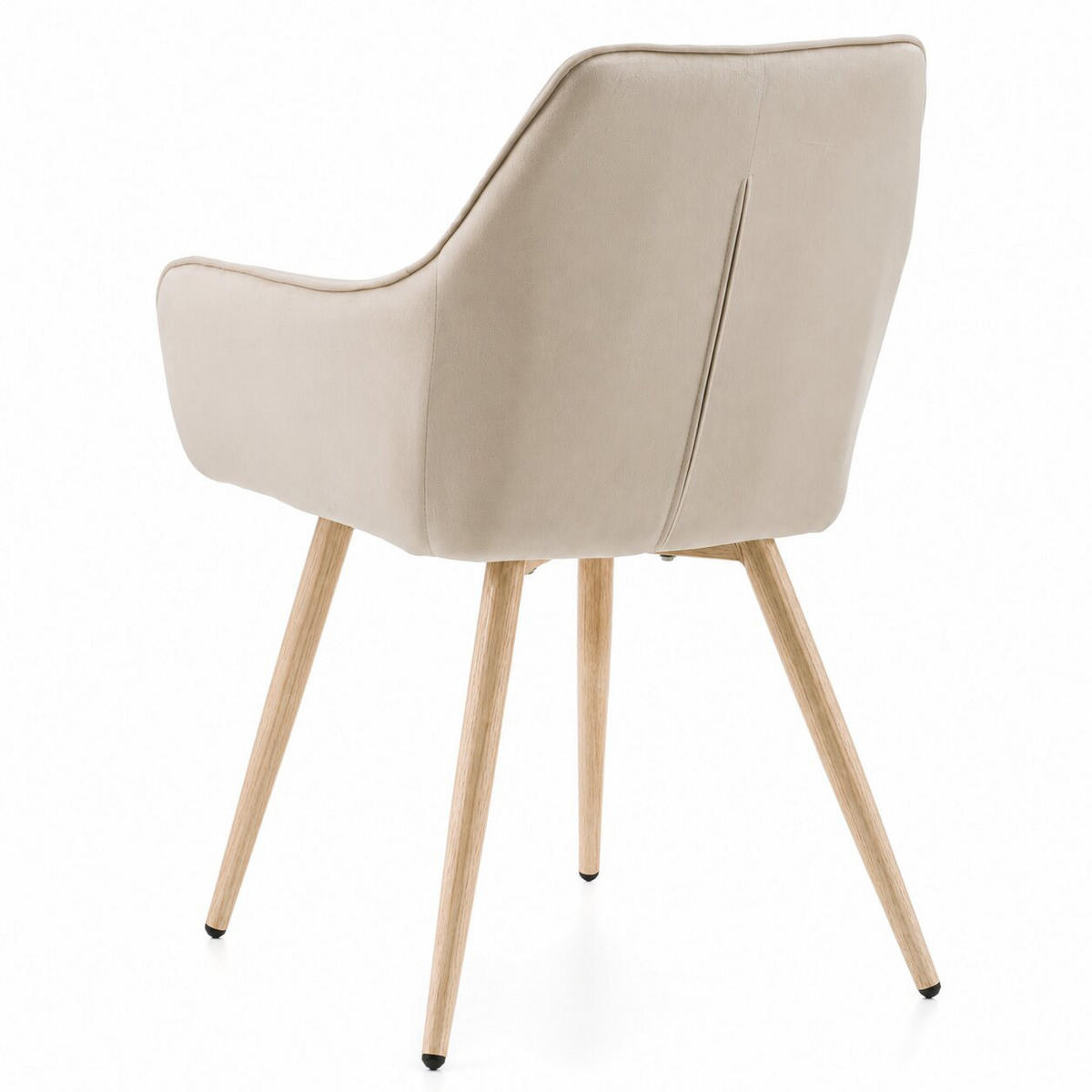 STUHL VASTO gepolstert mit Steppung - beige, Beine in Holzoptik - Samt Velours - Ecru/Eichefarben, Textil/Metall (58/87/60cm) - NEW HOME