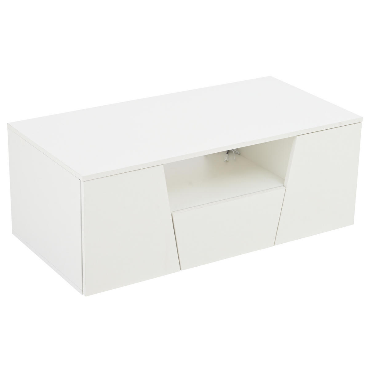 COUCHTISCH, Hochglanz Weiß, mit App-LED (USB) & Stauraum, 100/50/40 cm,Weiß - Weiß, Holzwerkstoff (100/50/40cm) - Redom