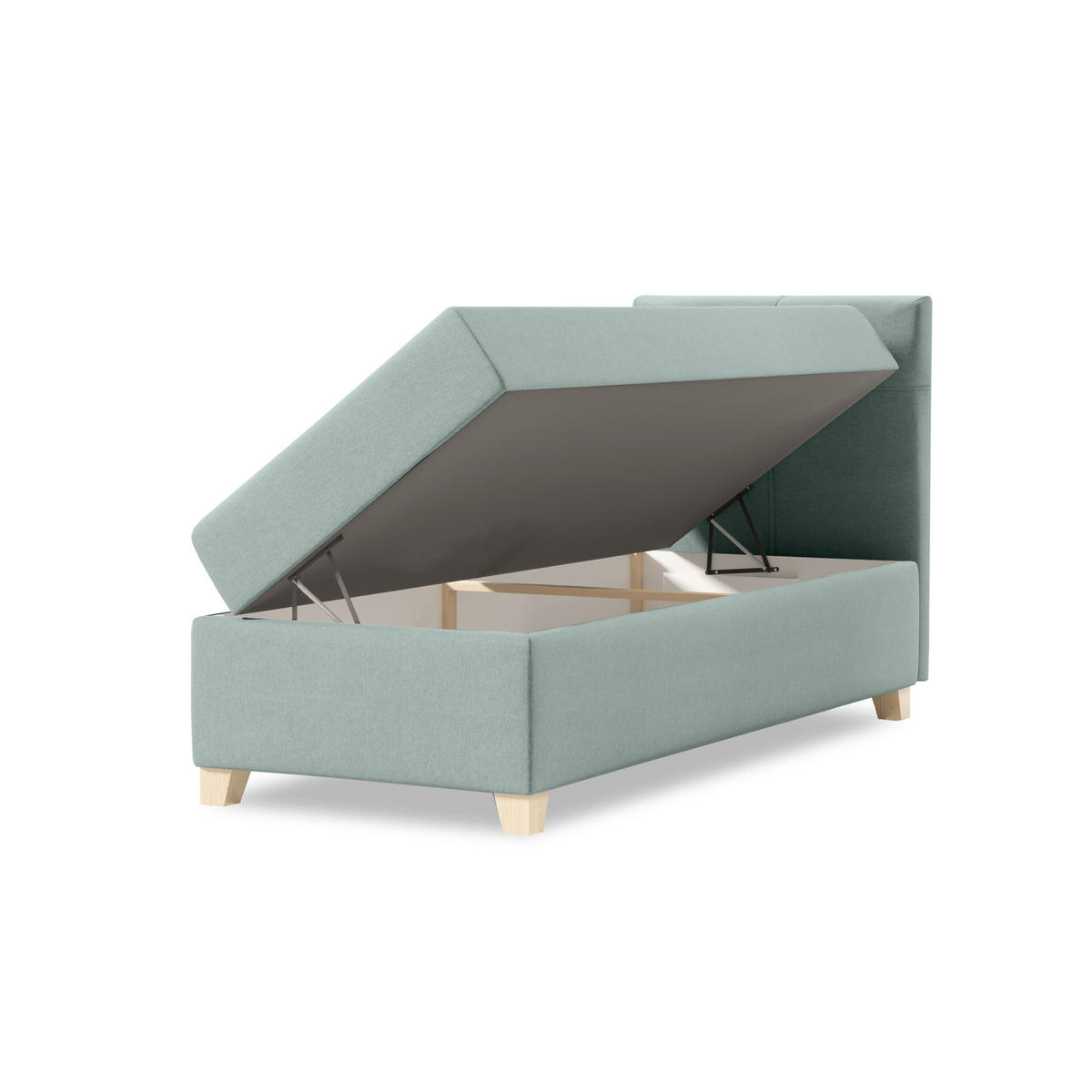 BOXBETT Einzelbett Anter Mini 70x200 cm, Grün - Grün, Textil (70/200cm) - Meblito