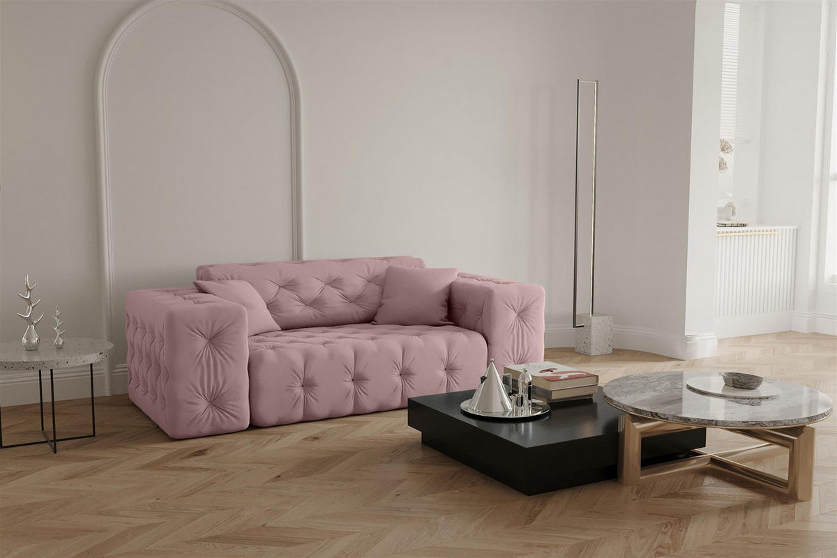 SOFASET Chantal - Pink, Holzwerkstoff/Textil (251/78/96cm) - Fun Möbel