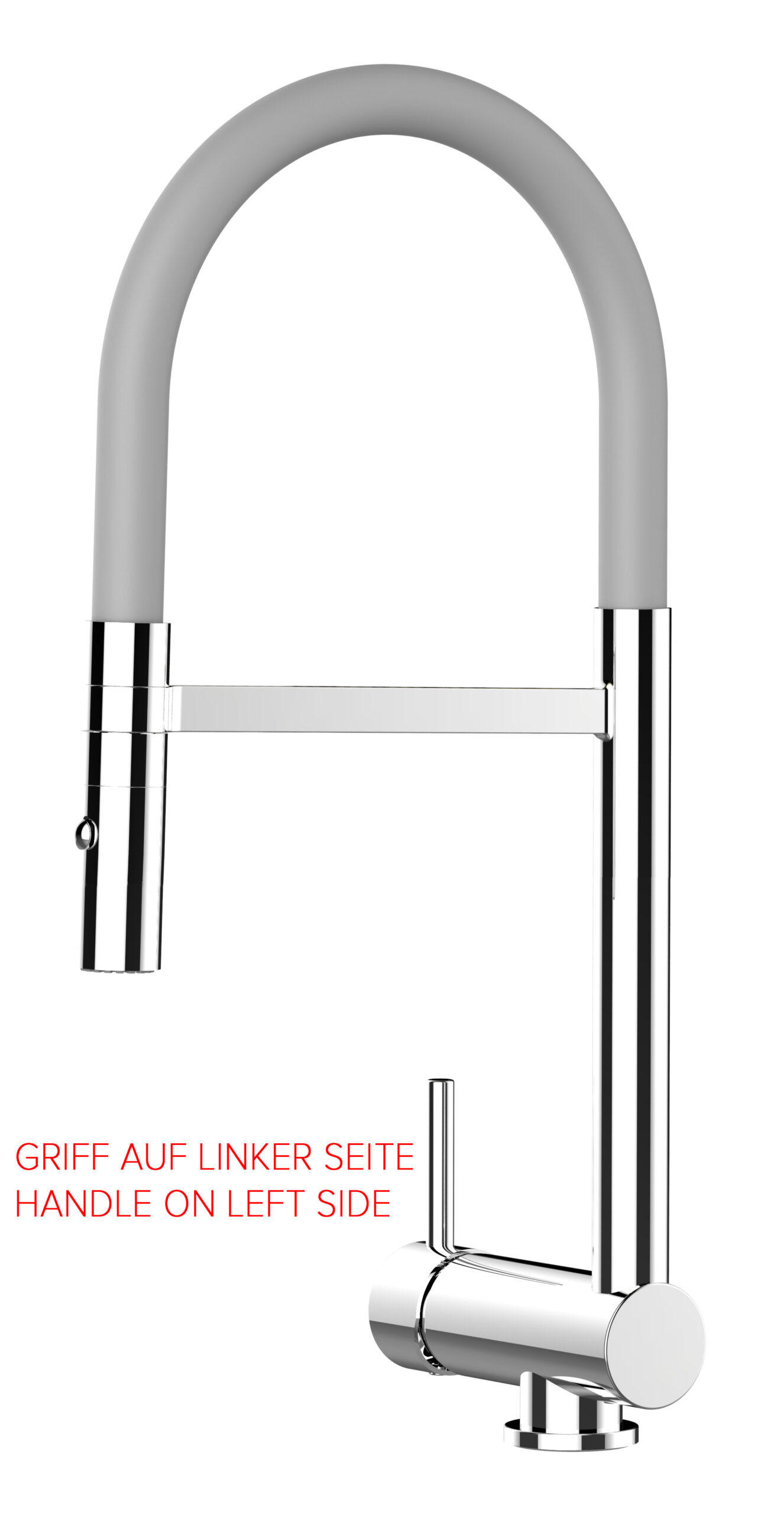 VORFENSTER-KÜCHENARMATUR, Umklappbar 6 CM, Verchromt und Grau, 2-Strahl-Brause, LINKER HEBEL - Grau, Metall (21.3/48.2/21.3cm) - VIZIO