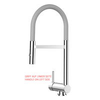 VORFENSTER-KÜCHENARMATUR, Umklappbar 6 CM, Verchromt und Grau, 2-Strahl-Brause, LINKER HEBEL - Grau, Metall (21.3/48.2/21.3cm) - VIZIO