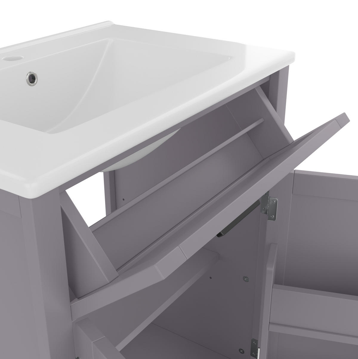 BADEZIMMERSCHRANK mit Waschbecken 60 x 46 x 84,8 cm Grau - Grau, Holzwerkstoff (46/84.8/60cm) - Beauniv