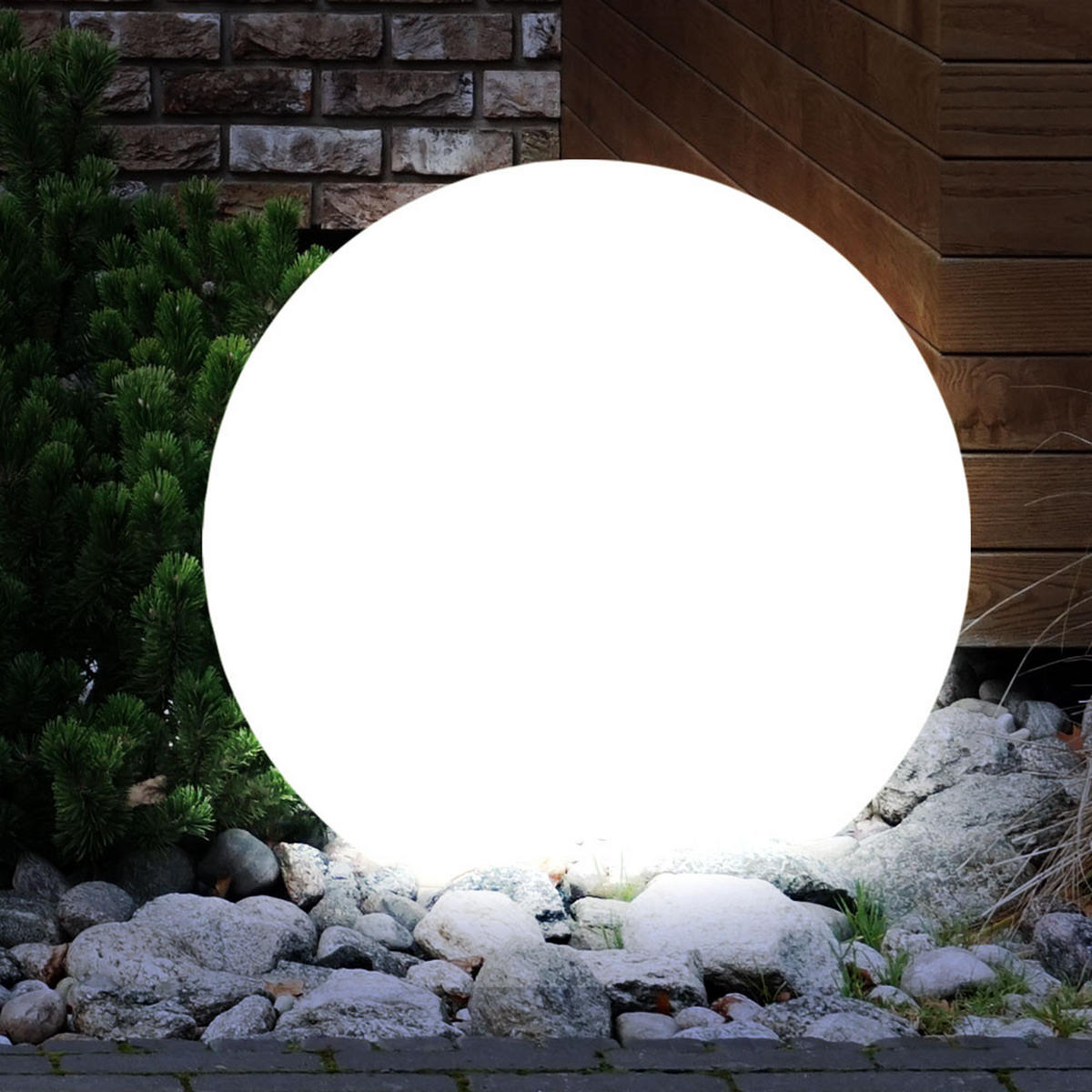 LED AUSSENLEUCHTE Kugelform Weiß 10er Set - Weiß, Kunststoff (30/30/70cm)