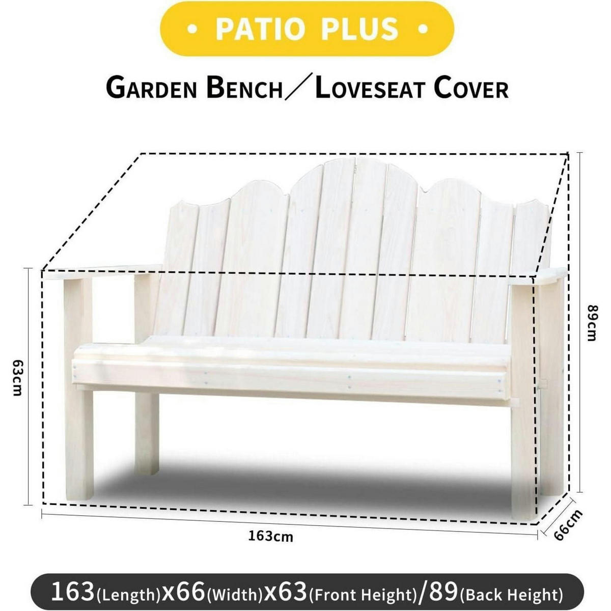 GARTENBANK Abdeckung Wasserdicht 163x66x63/89cm Schwarz - Schwarz, Kunststoff (66/89/163cm)