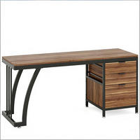 SCHREIBTISCH Walnussfarben/Schwarz 150/50/75 cm mit 3 Schubladen - Walnussfarben, Metall (50/150/75cm) - PANGIVO