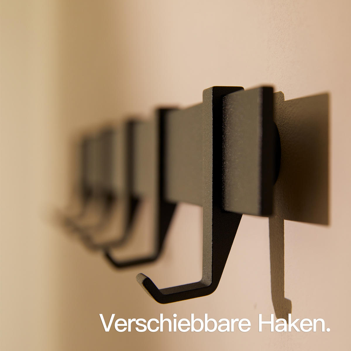 MODERNE GARDEROBENLEISTE Wandgarderobe Matt Schwarz 58 cm - Schwarz, Metall (58/7/5cm) - Designfabrik Hamburg