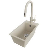 GRANITSPÜLE Riga, 2-er set Beige 28/50 cm 1 Becken + Küchenarmatur 40/20 cm + Ablauf-Set ab 30er Unterschrank - Chromfarben/Beige, Kunststoff (28/20/50cm) - Primagran