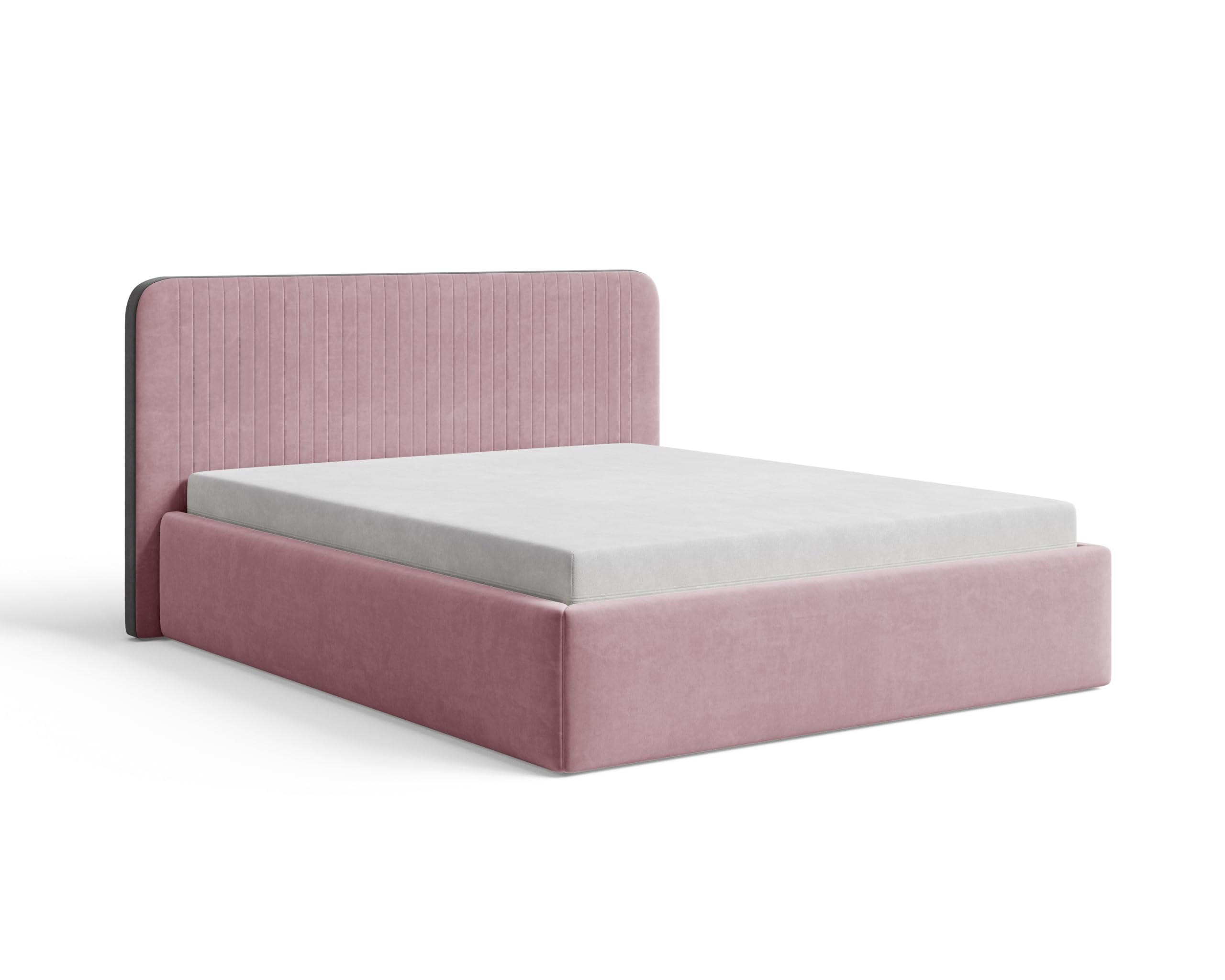 POLSTERBETT 180x200 cm mit Bettkasten, Lattenrost und Kopfteil, Eleganter Matt Velvet-Stoffbezug, Rosa - Rosa, Holz (180/200cm) - Chilly