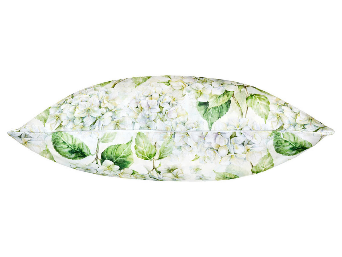 KISSENHÜLLE Landlust-Hortensie weiß 60/60 cm - Weiß/Grün, Textil (60/60cm) - beties Heimtextil