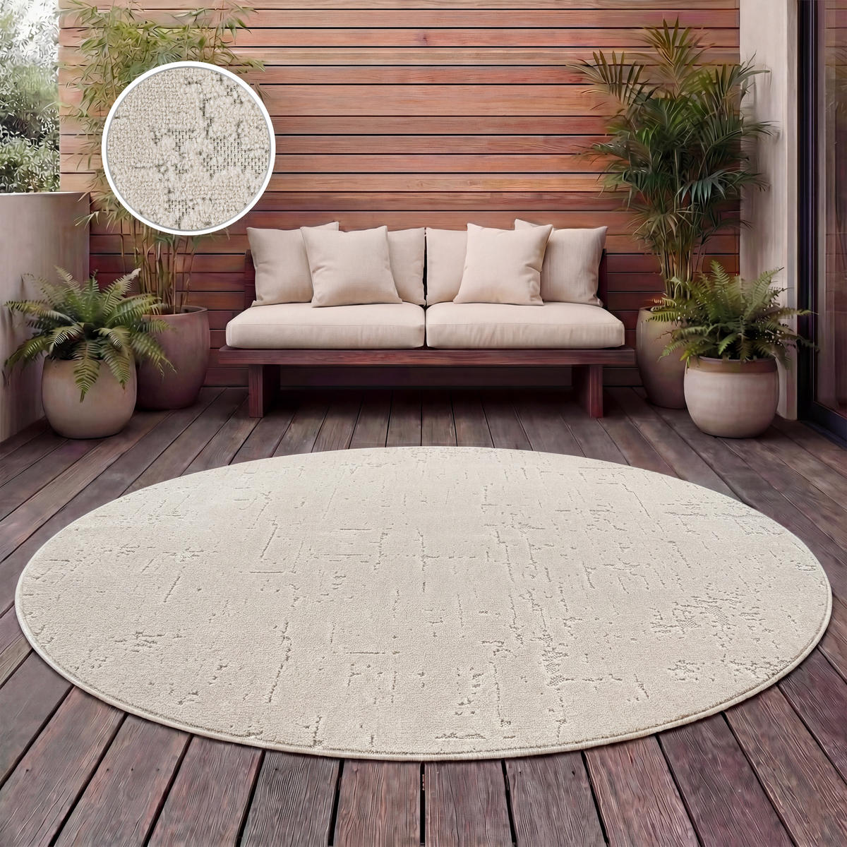 OUTDOORTEPPICH 160/160 cm Cotton 241 - Creme, Textil (160/160cm) - Paco Home