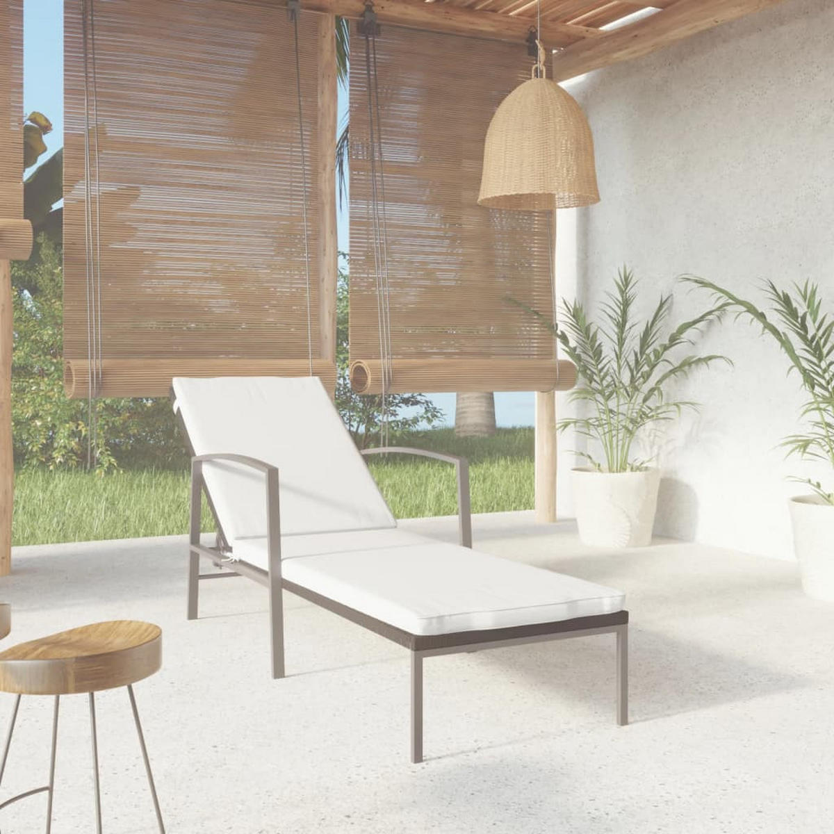 SONNENLIEGE mit Auflage Poly Rattan Schwarz - Schwarz, Kunststoff (60/95/195cm) - furnicato