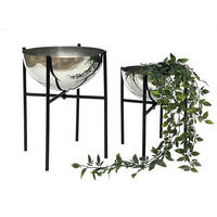 BLUMENHOCKER Metall mit Topf Schwarz Silber 2er Set 96257 - Schwarz, Metall (20/35/20cm) - DanDiBo