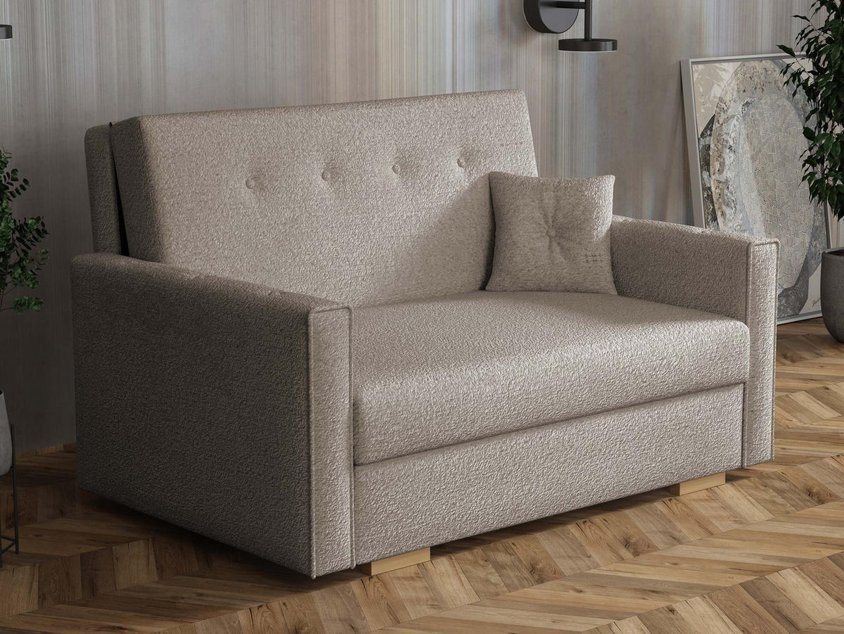 SCHLAFSOFA Viva Sonic II - Hellbraun/Schwarz, Holz/Textil (133/85/100cm) - MIRJAN24