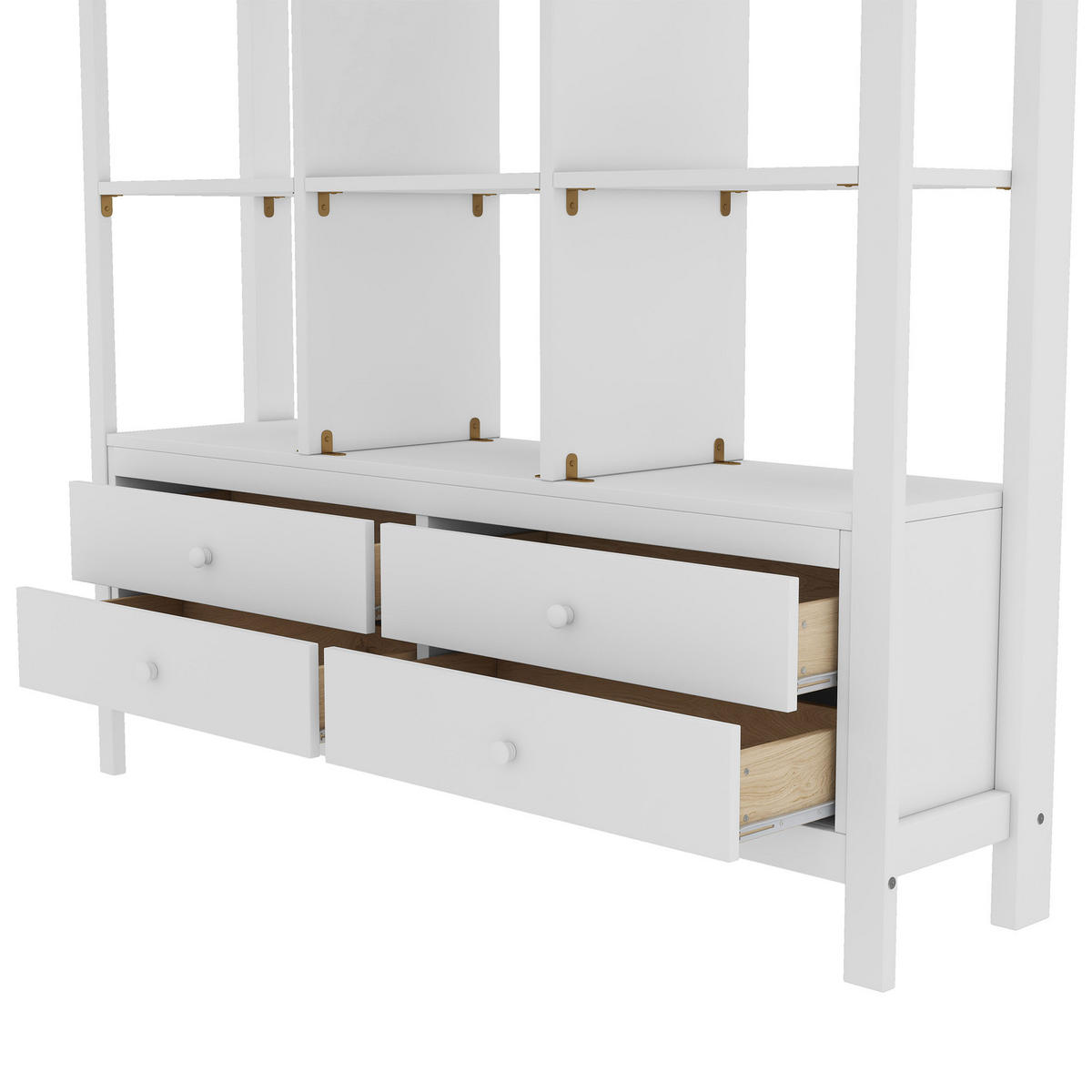 HOCHBETT 140/200 cm Kinderhochbett mit Stauraumschubladen und Unterbettschreibtisch Weiß - Weiß, Holz (140/200cm) - OKWISH