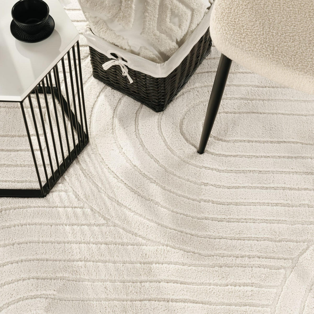 HOCHFLORTEPPICH 160/160 cm Tokio 471 - Creme, Kunststoff (160/160cm) - Paco Home