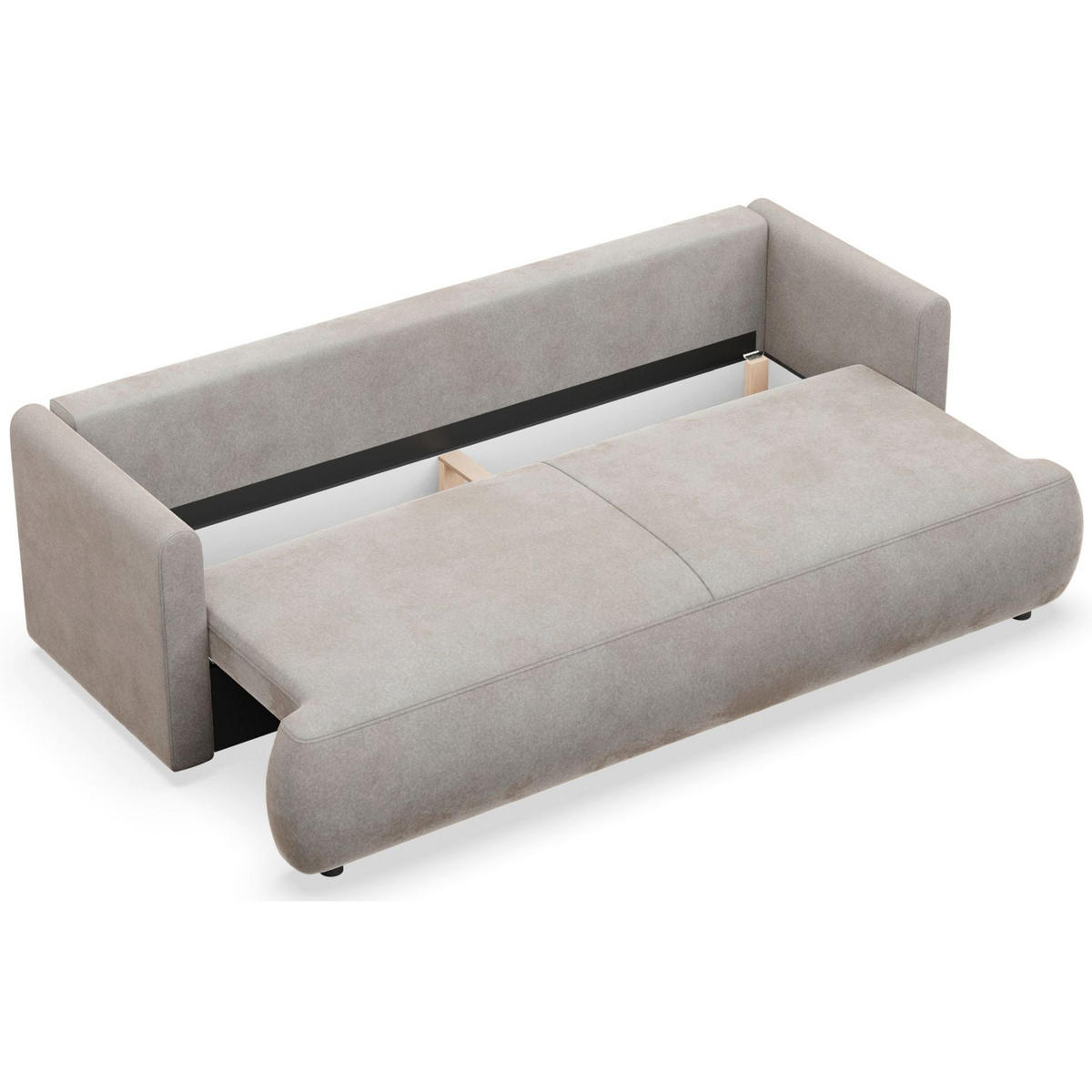 3-SITZER SOFA Ovo Mini Grau Velours Easy-Clean - Schwarz/Grau, Kunststoff/Textil (226/90/97cm) - Selsey