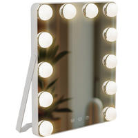 SCHMINKSPIEGEL eckig 25/16/30 cm Glas Weiß - Weiß, Glas (25/30/16cm) - CLP