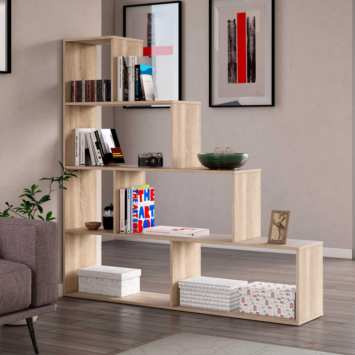 REGAL Jaén Eiche Farbe 6 Fächer - Honigeiche, Holzwerkstoff (145/145/29cm) - VS Venta-stock