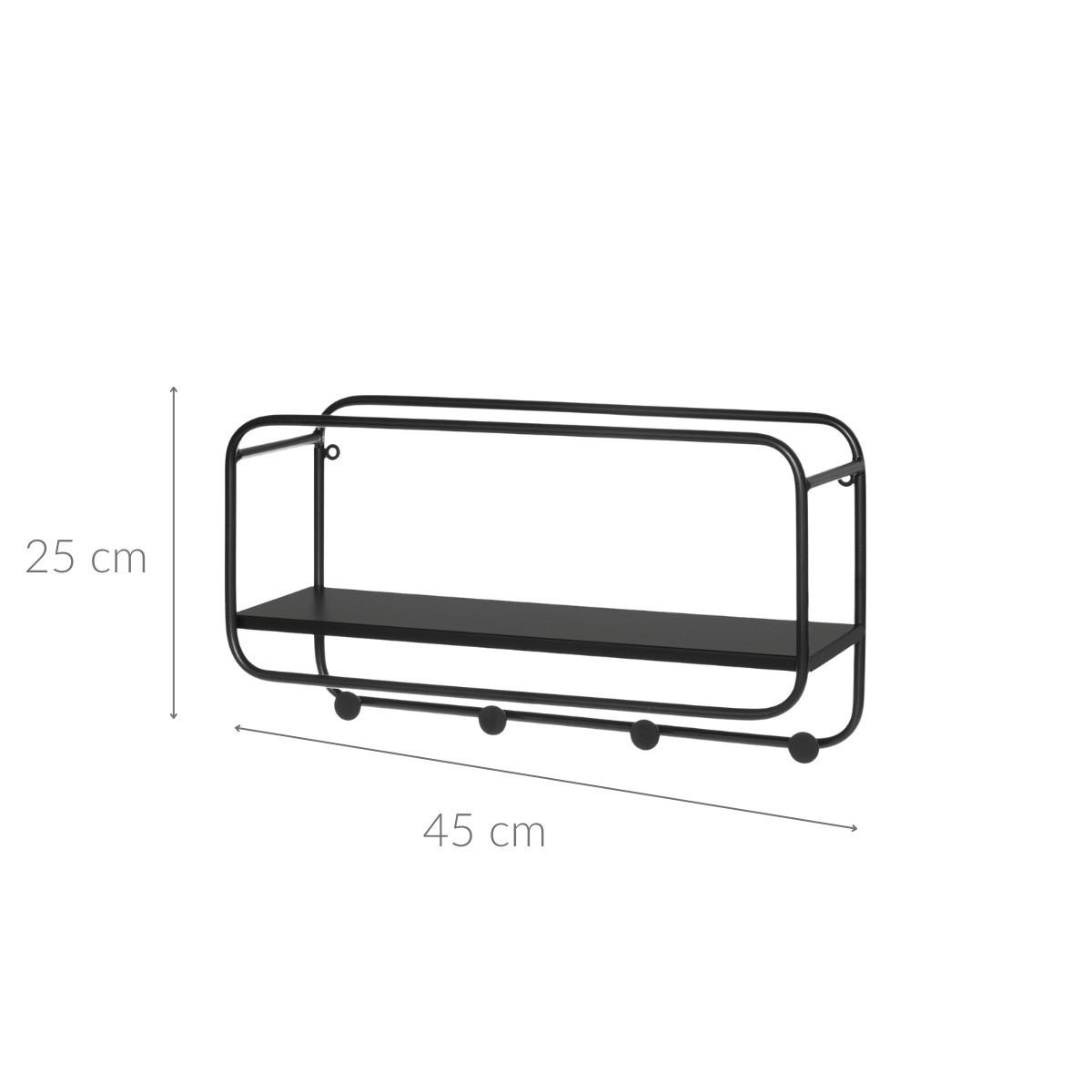 FLURGARDEROBE Labyrinth 4 Haken - Schwarz, Metall (45/25/15cm)