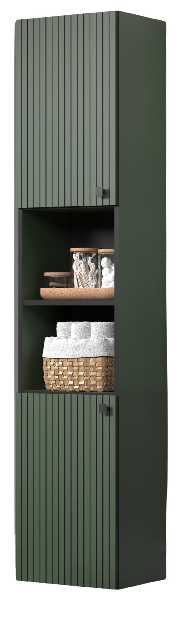 Top.Furn Hochschrank Grün, Schwarz 31x186x40 cm