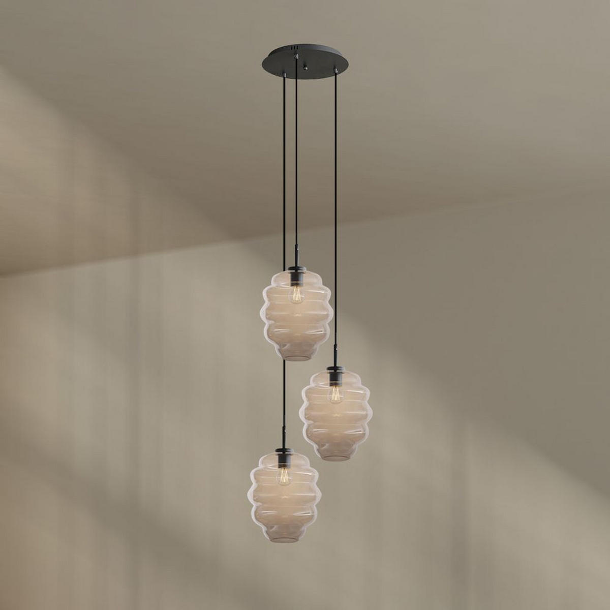 GALERIELEUCHTE Echos 3-flammig Klar Ø 25cm - Klar/Schwarz, Glas (25/25/28cm) - s.luce