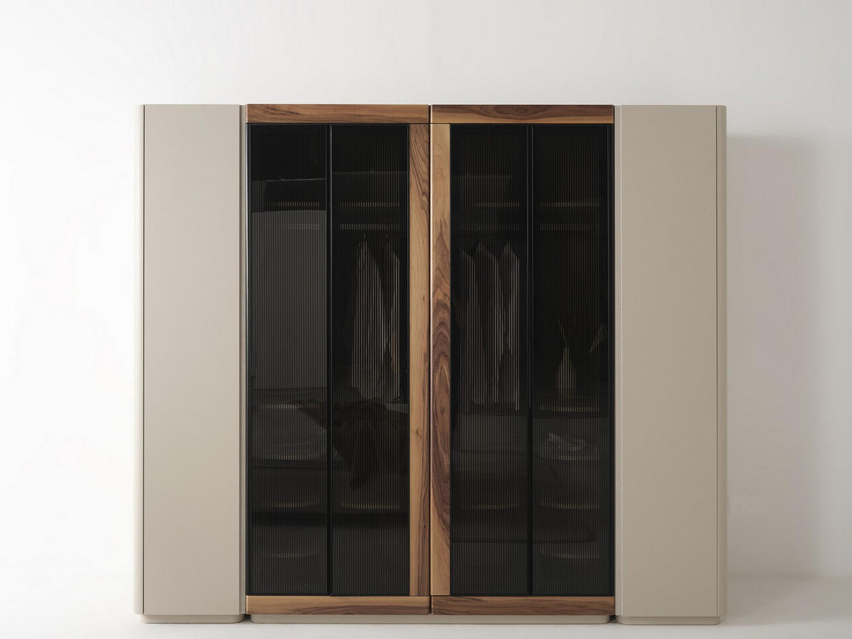 BETTANLAGE Estella Typ-3 Bett mit Kopfteil, 2 Nachttische und Kleiderschrank - Creme, Holzwerkstoff (160/200cm)