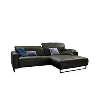 ECKSOFA MIT SITZTIEFENVERSTELLUNG YORK Granit Leder - Dunkelgrau/Schwarz, Leder (284/180cm) - KAWOLA