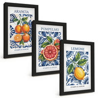 BILDER SET 3er Set - 20x30 cm Schwarzer Rahmen - Italienische Zitrus-Modeplakate - Schwarz, Kunststoff (20/30cm) - TULUP