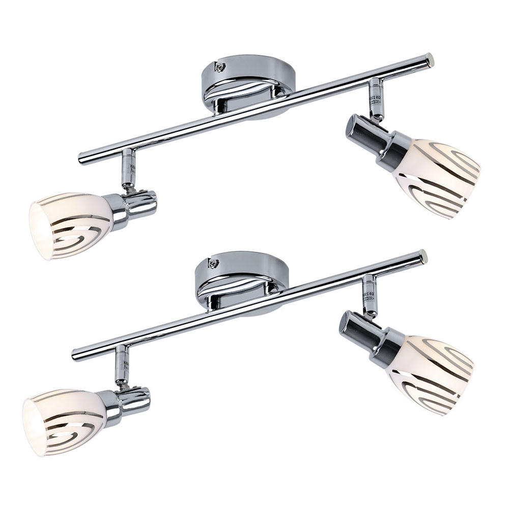 LED DECKENLEUCHTE Chrom Opal 2er Set - Silberfarben, Glas (36.5/8.5/16cm) - Globo Lighting