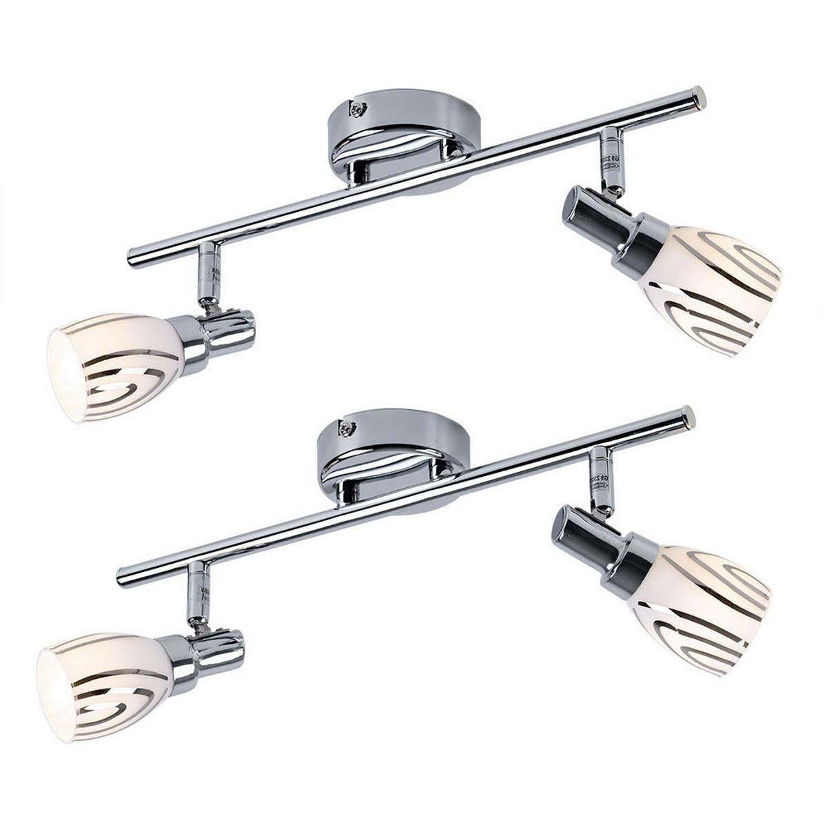 LED DECKENLEUCHTE Chrom Opal 2er Set - Silberfarben, Glas (36.5/8.5/16cm) - Globo Lighting