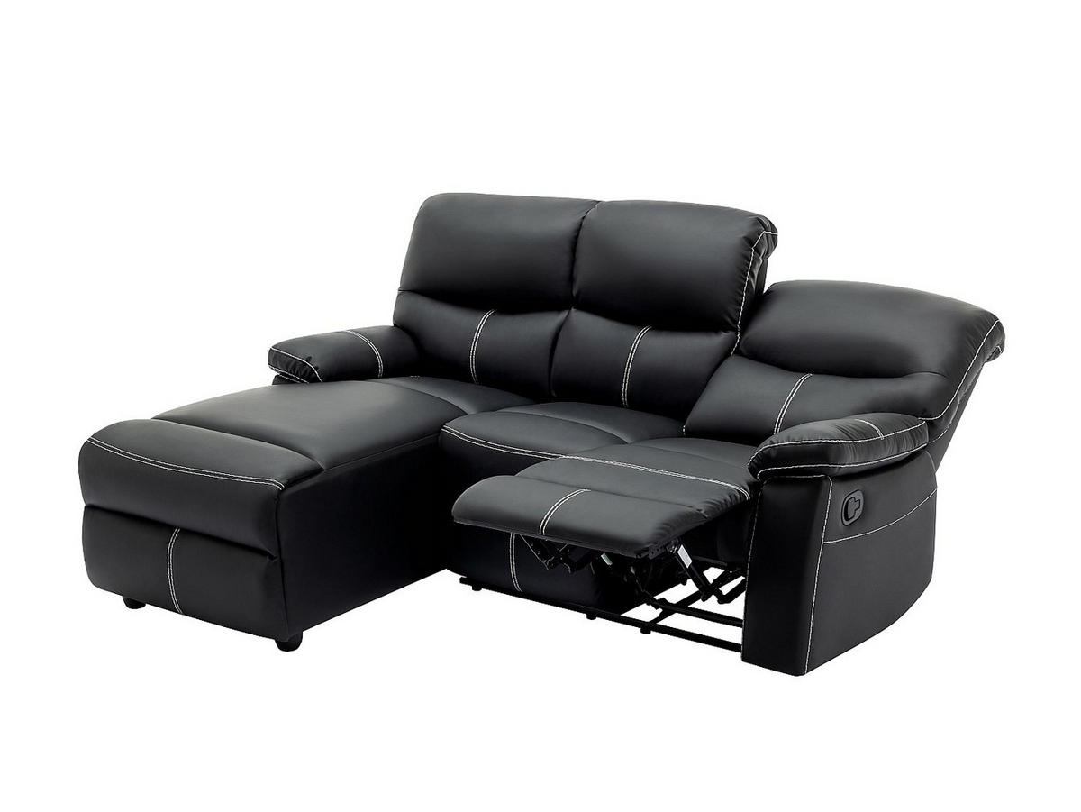 RELAXSOFA - 4 Personen - Kunstleder - Schwarz - Schwarz, Leder (189/98/151cm) - Vente-Unique