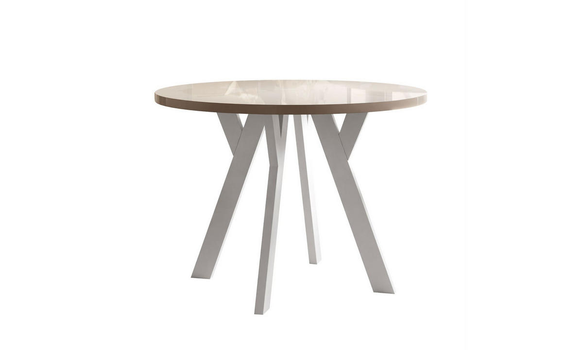 ESSTISCH VOLTA GLOSS 100/100/72,5 cm Tischplatte: Kaschmir Glanz; Gestell: Weiß - Kaschmir/Weiß, Holzwerkstoff/Metall (100/100/72.5cm) - Lookway