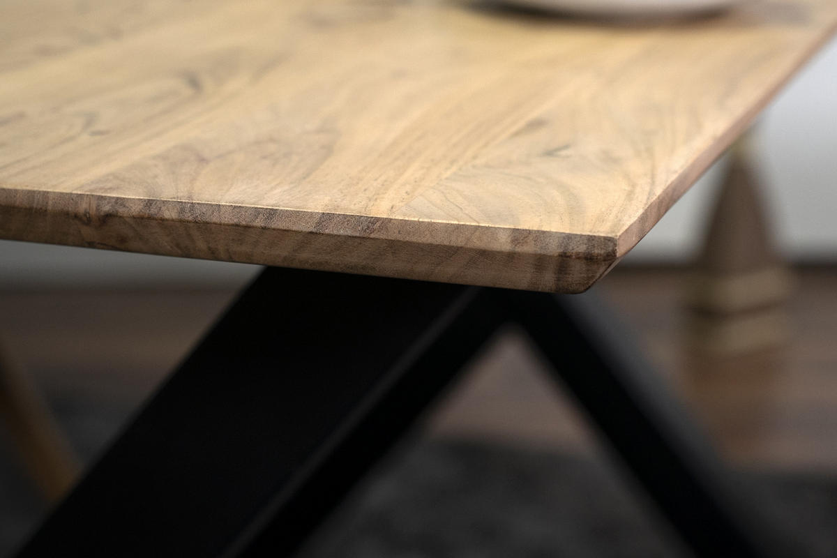 ESSTISCH ANDI - Beige/Schwarz, Holz/Metall (100/200/77cm) - SAM
