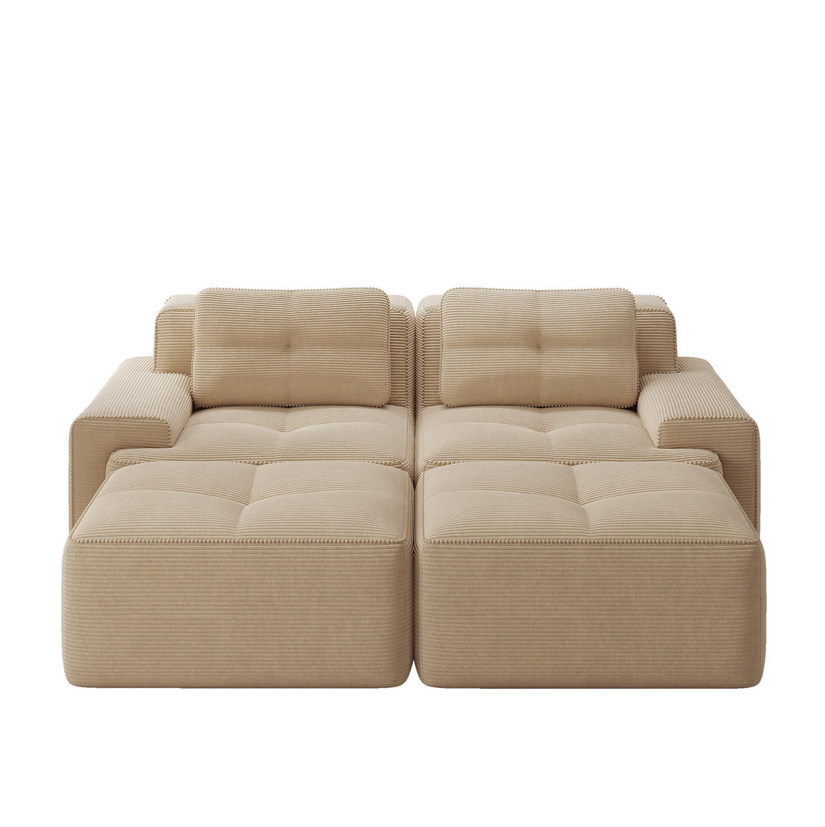 SOFA modular aus Cord Beige, montagefrei - Beige, Kunststoff (177/69/204cm) - Meubliv