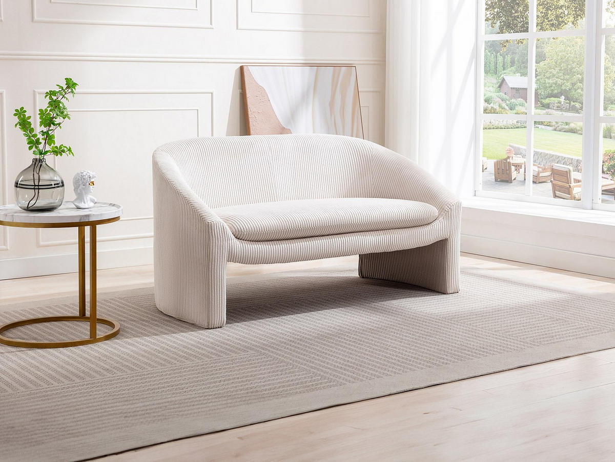 SOFA - 2 Personen - samt - cremefarben Ossana - Creme, Textil (137/74/74cm) - Vente-Unique