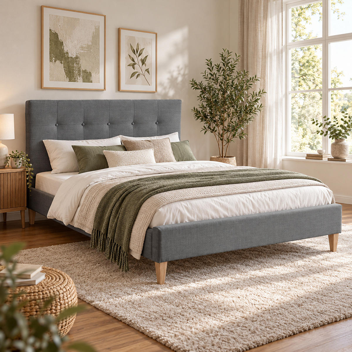 POLSTERBETT mit Lattenrost 180/200 cm in Grau - Grau, Textil (180/200cm) - Homestyle4u