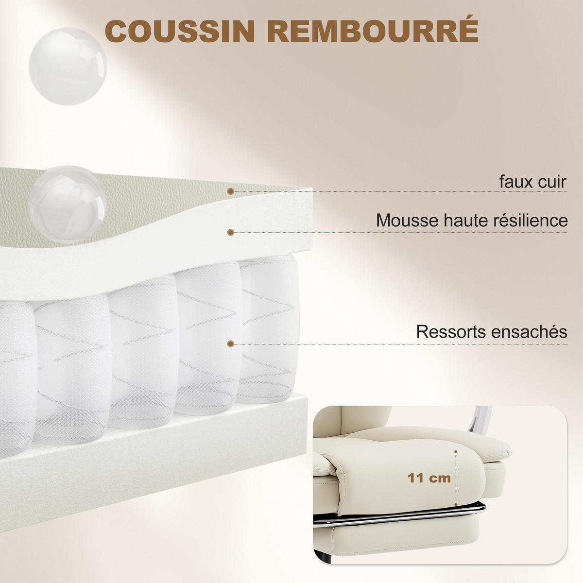 CHEFSESSEL DE-11828 mit 155° Neigung & Fußstütze Beige - Beige, Metall (64/120/73cm) - ComfortXL
