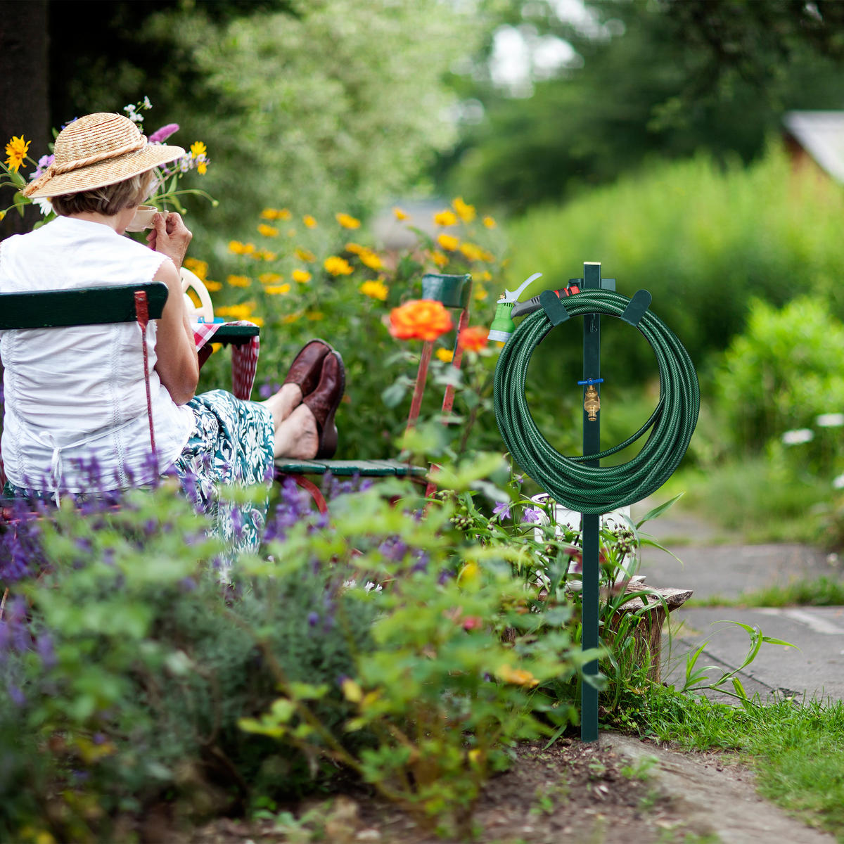 WASSERZAPFSTELLE - Grün, Metall (25/107.5/18cm) - Relaxdays