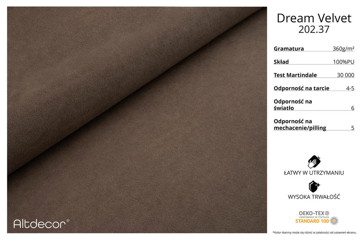 ECKSOFA mit Schlaffunktion Ottomane RECHTS OLEA-L2 321x164x75 Braun Velours - Schwarz/Bronzefarben, Holzwerkstoff/Kunststoff (164/321cm) - ALTDECOR