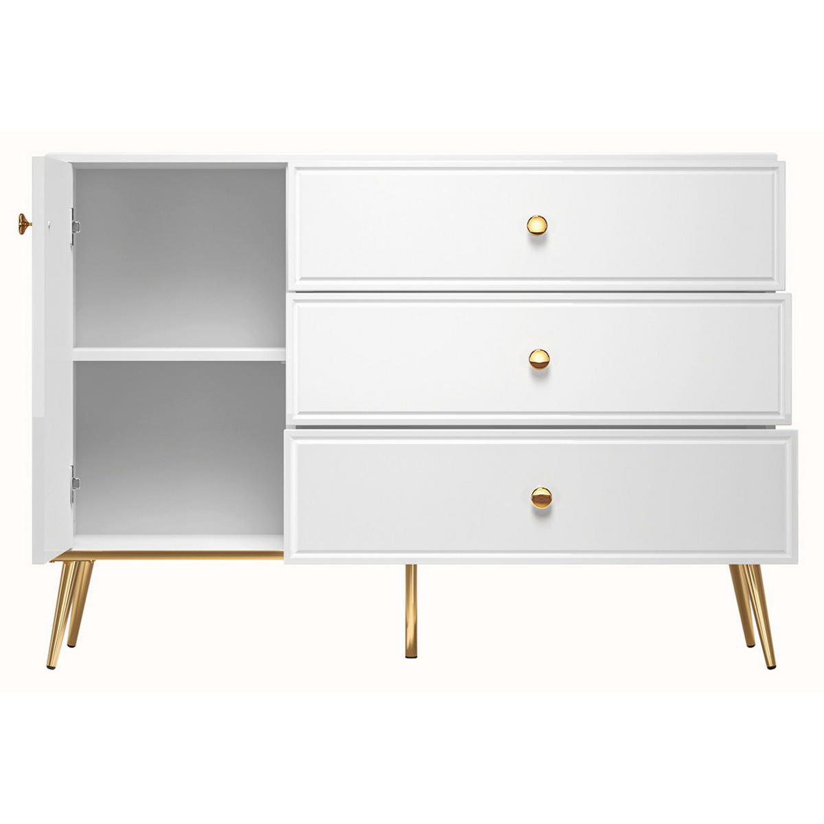 KOMMODE Gubin-131 - Weiß, Holzwerkstoff (120/85/40cm) - Lomado