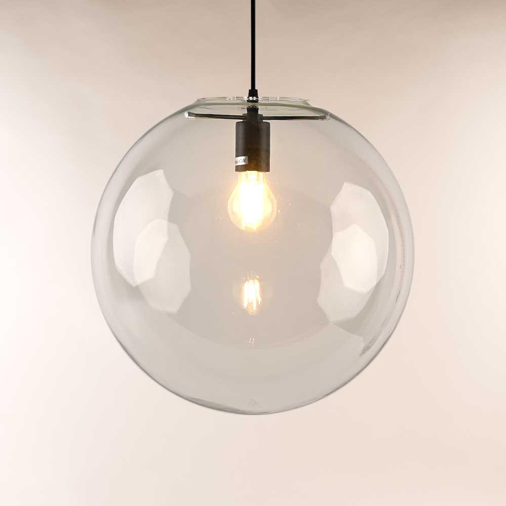PENDELLEUCHTE Orb Schwarz/Klar Ø 40cm - Klar/Schwarz, Glas (40/40/40cm) - s.luce