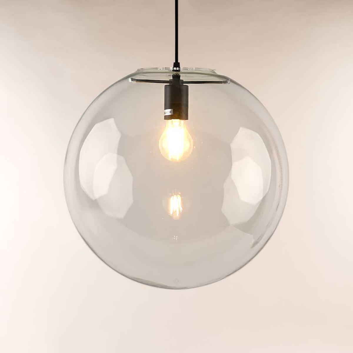 PENDELLEUCHTE Orb Schwarz/Klar Ø 40cm - Klar/Schwarz, Glas (40/40/40cm) - s.luce