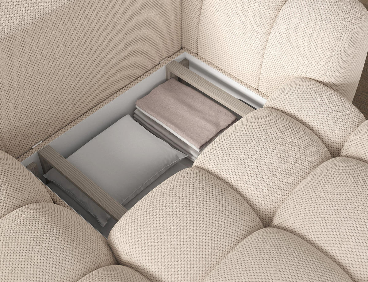 ECKSOFA COVELION L-Form – Schlaffunktion, Bettkasten, Wellenfederung, HR-Kaltschaum, inkl. Kissen, moderner Wohnkomfort - Beige, Kunststoff (260/167cm) - Wohnideebilder