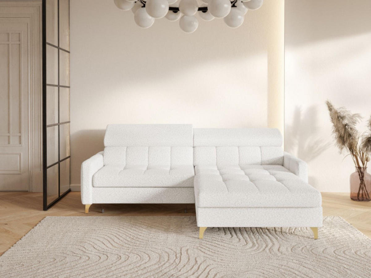 ECKSOFA Milch BAMBINO Mit Verstellbaren Kopfstützen Rechts - Weiß, Textil (174/223cm) - Sepro Meble