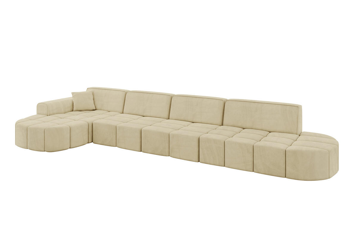 ECKSOFA Ottomane Links LIVO-L3 - 413x171x79,5 cm Beige - Beige, Holzwerkstoff/Textil (413/79.5/171cm) - ALTDECOR