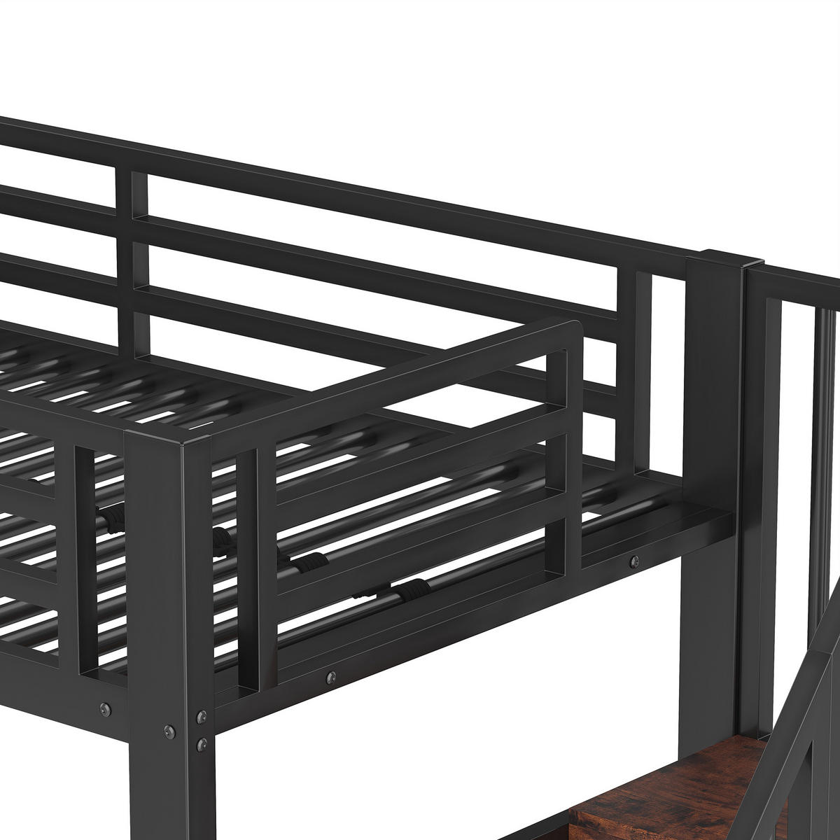 HOCHBETT 90x200cm Schwarz Metall LED-Licht offener Stauraum - Schwarz, Holz (90/200cm) - FLIEKS