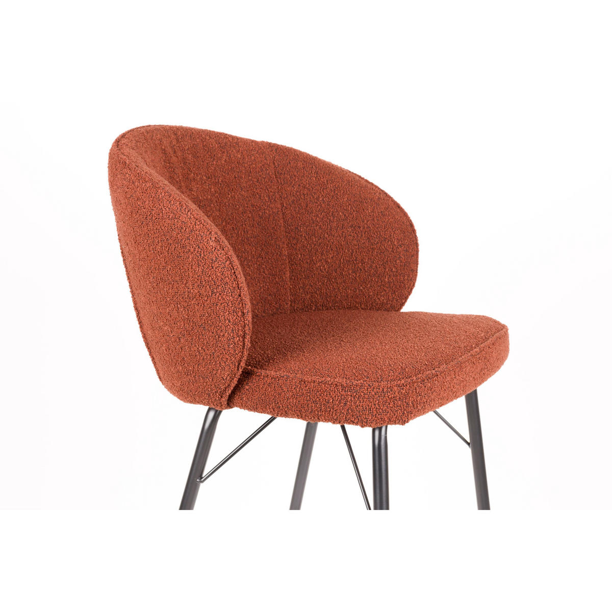 BARHOCKER Joa mit Rückenlehne 75 cm Bouclé Terra - 2 er Set - Rot/Braun, Kunststoff (52/100/50cm) - Housecraft Living