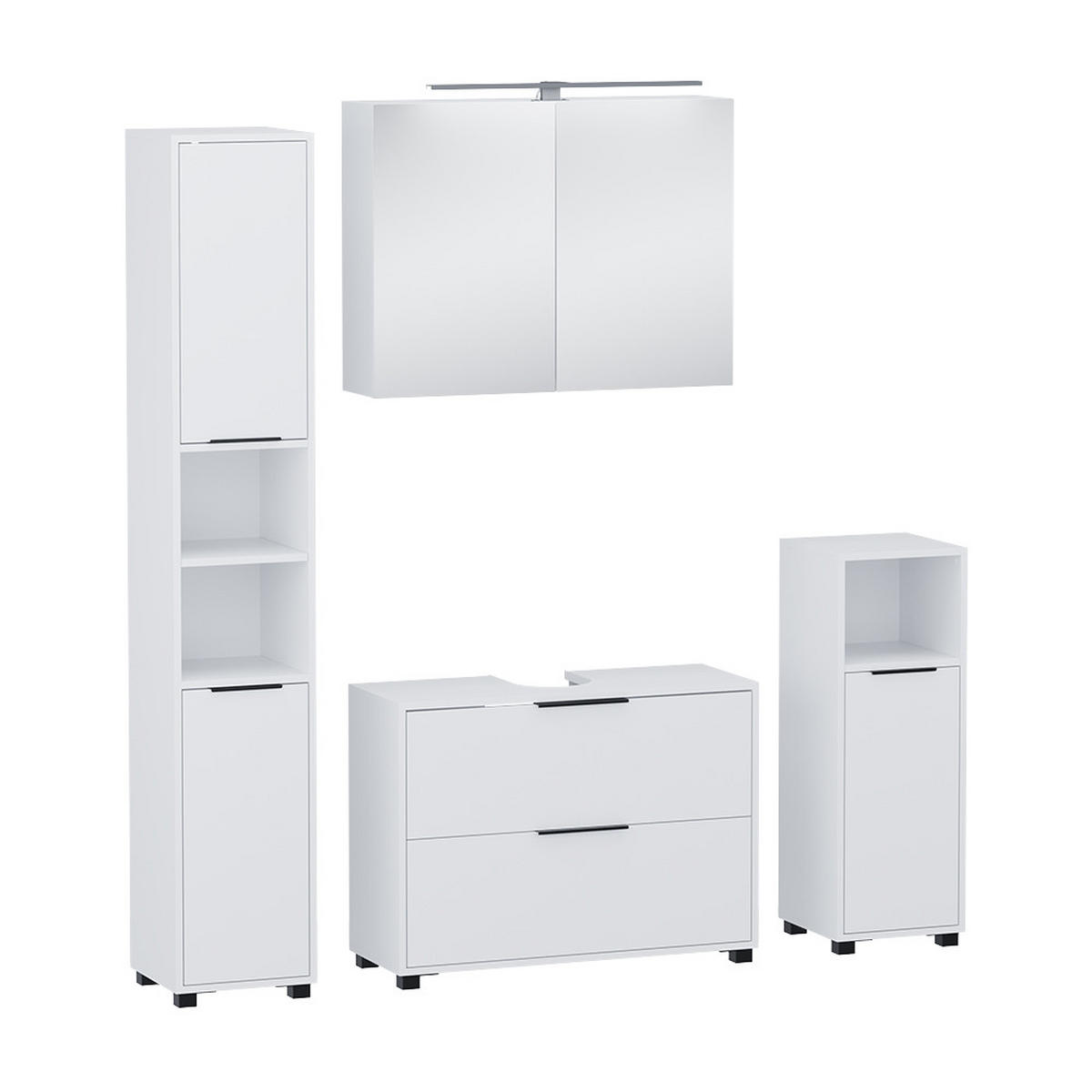 BADMÖBEL-SET Alina Weiß 4 Teile - Weiß, Holzwerkstoff (80/60/30cm) - Vicco