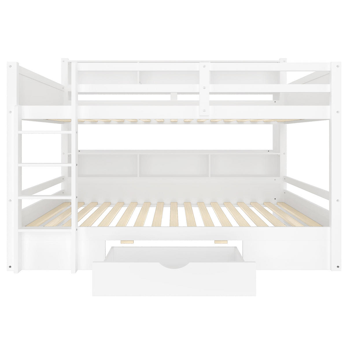 ETAGENBETT 90/200 cm Weiß mit Schublade und Ablagefächern - Weiß, Holz (90/200cm) - OKMYHOME